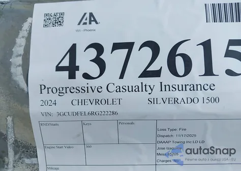 2024 Chevrolet Silverado 1500 4Wd Short Bed Lt Trail Boss from USA, damaged, VIN 3GCUDFEL6RG222286